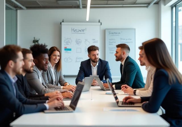 Il team di Camaleonte Mobile durante una sessione di brainstorming strategico.